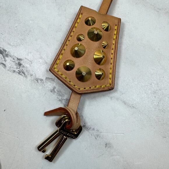 Louis Vuitton Accessories - Louis Vuitton Clochette Key Tag Studded Leather Multicolor Chrissie LV bag charm
